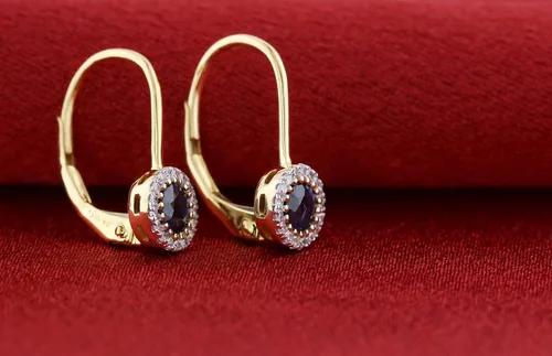 Vista 4 de Dazzlingrock Collection Pendientes colgantes estilo halo de 10 quilates para mujer, oro amarillo