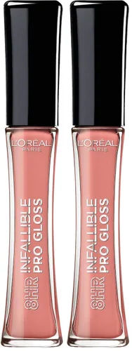 Vista 13 de L'Oreal Paris Makeup Infallible - Brillo labial hidratante de 8 horas, pétalo nude, 0.21 onzas líquidas Pétalo Desnudo