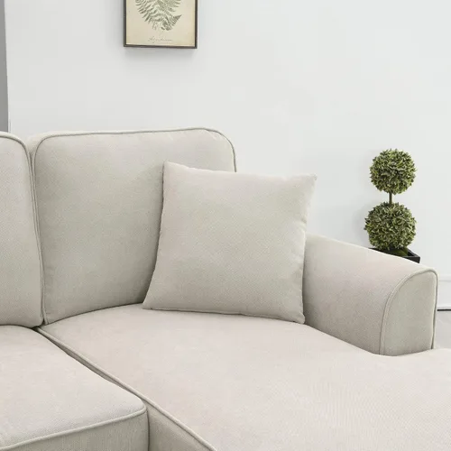 Vista 73 de Quarte Sofá seccional en forma de U, sofá modular con dos asientos individuales, dos sillas, combinación de bricolaje, tela de hilo en bucle Beige/5