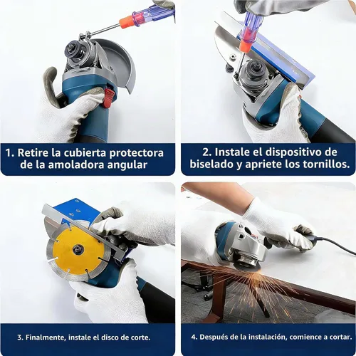 Vista 8 de Herramienta de biselado de azulejos de 45 grados, amoladora angular de soporte de biselado universal de 45 grados tipo 100 con guantes y manguera
