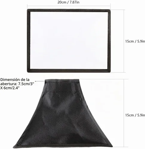 Vista 3 de waka Caja de luz difusora de flash, [2 unidades] Speedlight Softbox plegable con bolsa de almacenamiento, caja de luz octagonal de 8 pulgadas + 8 x