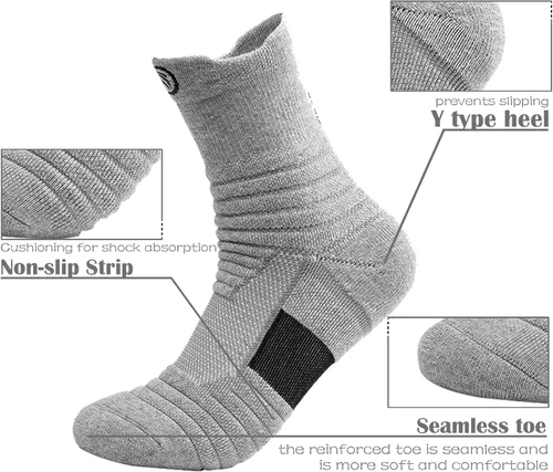 Vista 3 de 6 pares de calcetines para correr o senderismo, calcetines atléticos transpirables gruesos