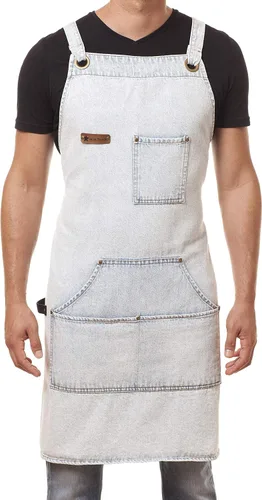 Vista 4 de Delantal de cocina profesional diseñado para cocina, barbacoa, parrilla, 10 onzas, babero ajustable para mujeres y hombres, con lazo para toalla