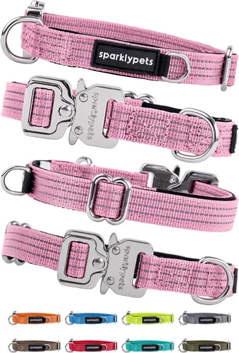 Vista 20 de Collar de perro extra pequeño con hebilla cromada de liberación rápida y soporte AirTag – Collares de razas pequeñas de primera calidad con rayas