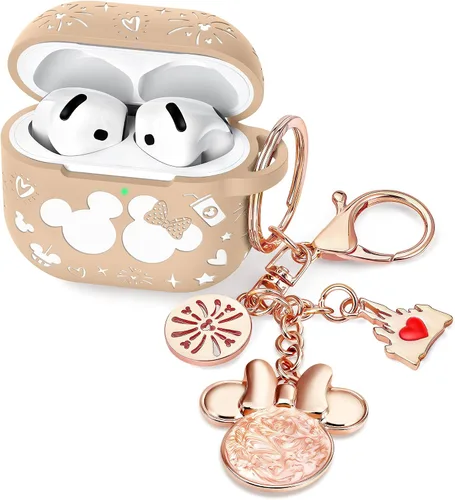 Vista 12 de Con bonito llavero) Girovo Compatible con AirPods Pro 3 Case (2025) Mujer Silicona Suave Dos Tonos Divertidos Dibujos Animados Grabados Portátil