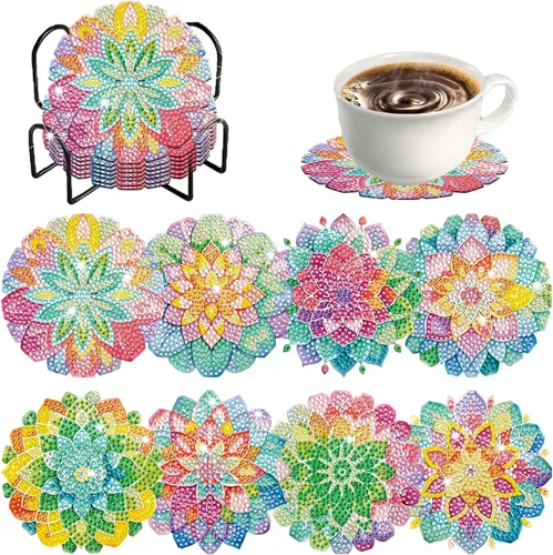 Vista 19 de 200 Estilos de Posavasos de Diamante Caja Sorpresa con Soporte DIY Arte de Diamante Posavasos Caja Sorpresa para Adultos Kits de Diamantes