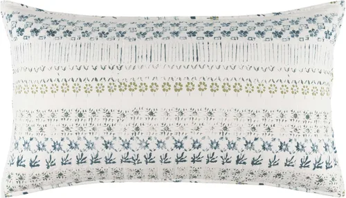 Vista 5 de Pine Cone Hill Funda de almohadón de Hawthorn de tamaño estándar, neutro, patrón floral gris/marfil