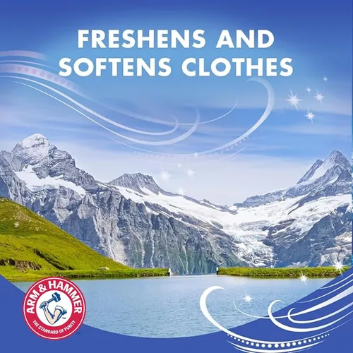 Vista 3 de Arm & Hammer Essentials - Hojas suavizantes de telas, lluvia de montaña, 144
