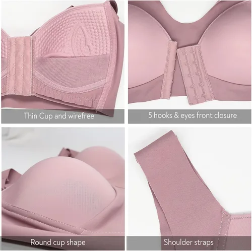 Vista 4 de FallSweet Sujetador con cierre frontal para mujer, push up sin aros, sin costuras, cómodo brassiere