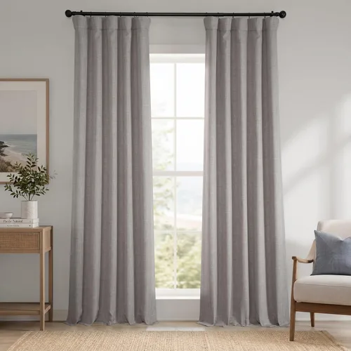 Vista 9 de HPD Half Price Drapes - Cortinas de lino sintético para sala de estar (2 paneles) - 100 pulgadas de ancho x 84 pulgadas de largo - Cortinas