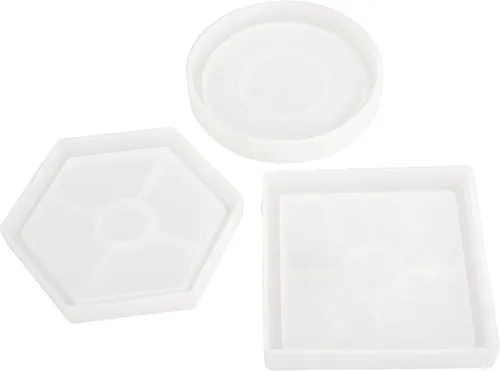 Vista 2 de AMERICAN CRAFTS Molde de color para verter 3 piezas, posavasos - círculo, cuadrado y hexagonal