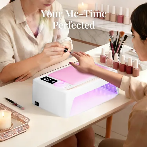 Vista 8 de krofaue Lámpara de uñas UV de curado rápido de 380 W con sensor automático, luz UV inalámbrica profesional para uñas de gel con reposabrazos
