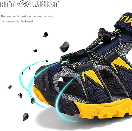 Vista 6 de Littleplum Sandalias para niños con puntera cerrada, sandalias deportivas para niños pequeños, zapatos de verano para niños grandes, caminar