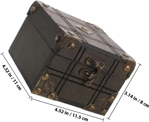 Vista 2 de Alipis Vintage Wooden Jewelry Box Retro Antique Trinket Storage Case with Buckle for Rings Earrings Necklaces Bracelets Retro European