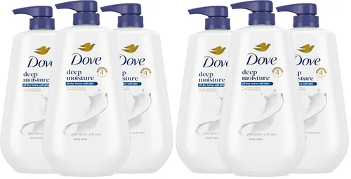 Vista 13 de Dove Gel de Ducha con Bomba 3 Unidades Humedad Profunda para 24 Horas de Humedad Suave como Loción, Hidratante Limpiador de Piel sin Sulfatos ni