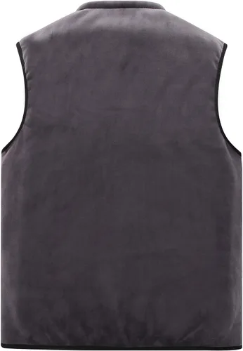 Vista 2 de Flygo Chaleco de invierno con forro polar Sherpa para hombre, sin mangas, con cremallera, cálido chaleco de viaje al aire libre