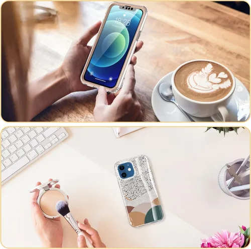 Vista 6 de Esdot Funda compatible con iPhone 12, iPhone 12 Pro con protector de pantalla integrado, con diseño de moda para mujeres y niñas, funda protectora