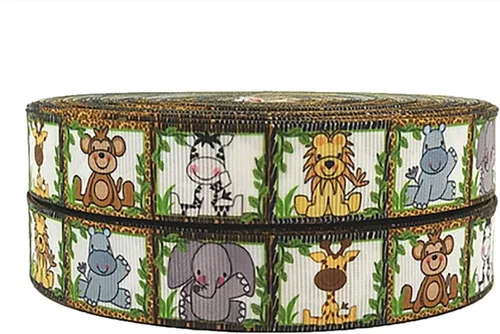 Vista 2 de 7/8" Welcome to The Jungle Grosgrain Ribbon DIY Hair Bows Crafts 3 yardas