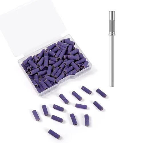 Vista 16 de 100 piezas de bandas pequeñas de lijado de uñas para taladro de uñas, bits mini de 3.1mm de mandril de lijado de uñas de grano 80 para uñas