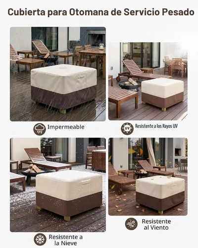 Vista 6 de Vailge - Funda de taburete para patio, impermeable, resistente, con asas acolchadas; ideal como cubierta para mesa auxiliar de patio, cubierta