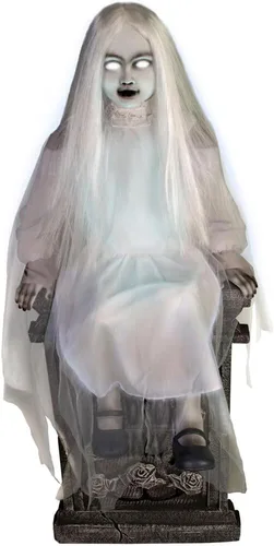 Vista 10 de Haunted Hill Farm Hartley The Sitting Scare Clown de Tekky, animatrónico de Halloween activado por movimiento para decoración de bromas de fiesta