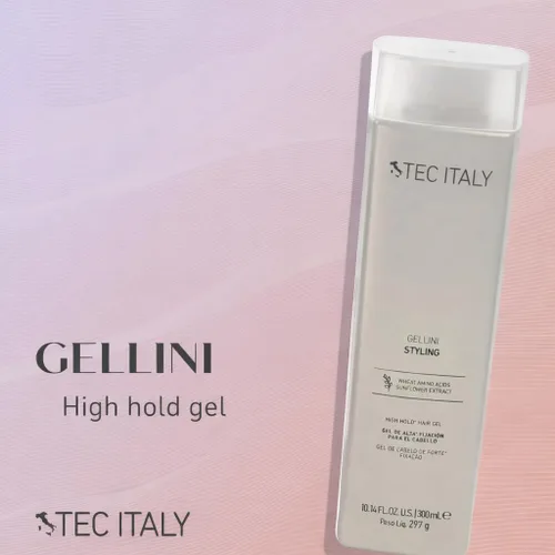 Vista 2 de Tec Italy Gellini Gel de peinado de alta sujeción para todo tipo de cabello, control fuerte de larga duración, añade brillo, fórmula sin alcohol