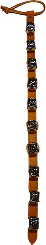 Vista 6 de Arctic Sleigh Bells - Timbres decorativos de cuero para puerta (10 pulgadas con 3 campanas, cuero marrón con campanas plateadas)