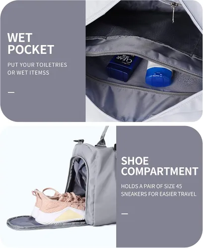 Vista 5 de Bolsa de lona de viaje bolsas de fin de semana para mujeres y hombres bolsa de transporte durante la noche bolsa de hospital bolsa de gimnasio
