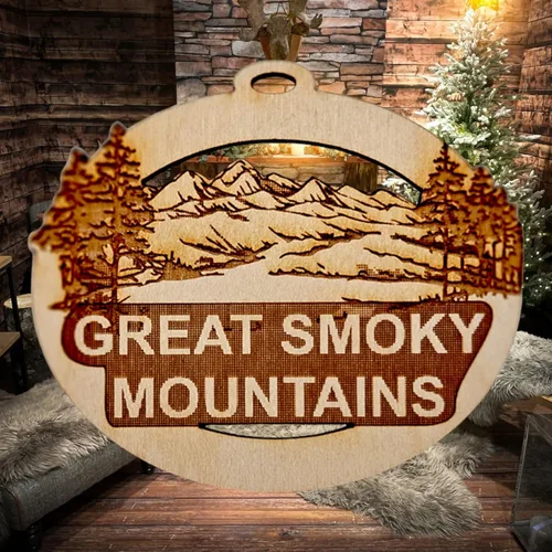 Vista 2 de Great Smoky Mountains Ornament, Great Smoky Mountain Gifts and Souvenirs, Pigeon Forge & Gatlinburg Tennessee Keepsake, Handcrafted Gift for Nature