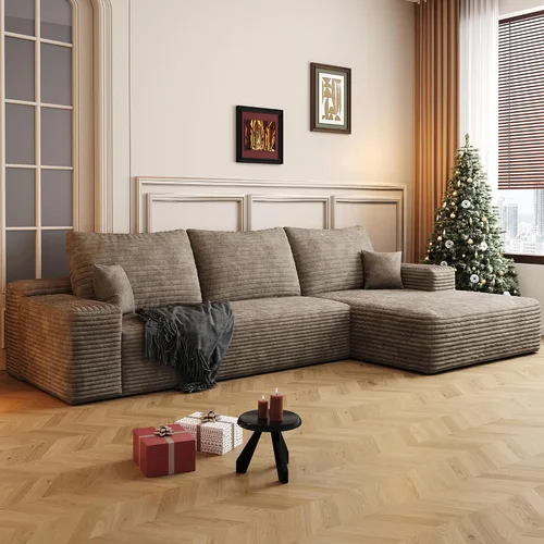 Vista 10 de Sofás seccionales de 105" para sala de estar, sofá cloud con forma de L tapizado, sofás modulares sin estructura rígida, sofá seccional moderno