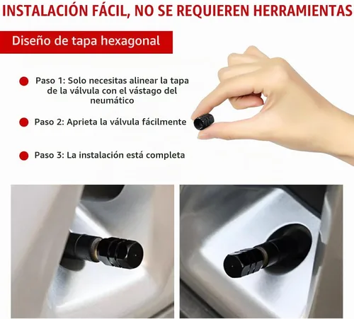 Vista 5 de Ziciner 8 PCS Tapas de Vástago de Válvula de Neumático de Coche, Cubiertas de Válvula de Rueda de Aleación de Aluminio con Anillo O de Goma, Juego