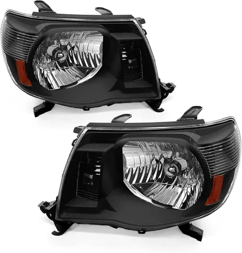 Vista 14 de Para Toyota Tacoma 2005-2011 Conjunto de faros delanteros Tacoma Pickup Truck carcasa cromada reflector ámbar reemplazo lado conductor y pasajero