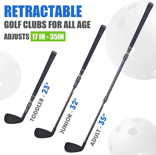 Vista 2 de Club de juego de astillado de golf, eje de metal retráctil, juego de golf de velcro, club de plástico para jóvenes, adultos, para entrenamiento