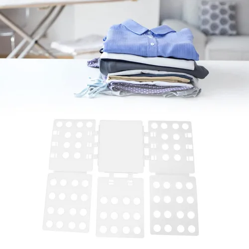 Vista 3 de Carpeta de ropa, tabla plegable para camisas, rápido y fácil de plegar, material de PP portátil para viajes (blanco)