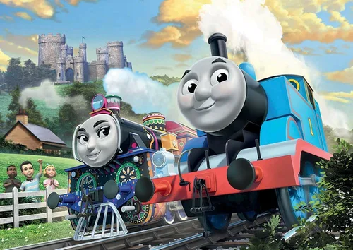 Vista 2 de Ravensburger Thomas & Friends: Thomas & Ashima - Rompecabezas de piso de caja en forma de tren de 24 piezas para niños, cada pieza es única, piezas