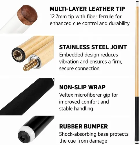 Vista 2 de Billiards Accessory Kit – Pool Cue Sticks, Balls, Triangle Rack, Chalk, Brushes, Gloves & Manual Scoreboard – All-in-One Kit for Home Game Room
