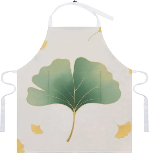 Vista 7 de MUSM Apron for Adults - 27.6 X 31.5 Inch, Heavy-Duty Polyester Aprons with Two Large Pockets, Waterproof Green Ginkgo Leaves Kitchen Apron for