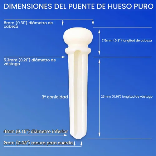 Vista 8 de Pasadores de puente de hueso ranurado Crosby Pure Bone con incrustación de punto de abulón para guitarra acústica de 6 y 12 cuerdas Hueso ranurado
