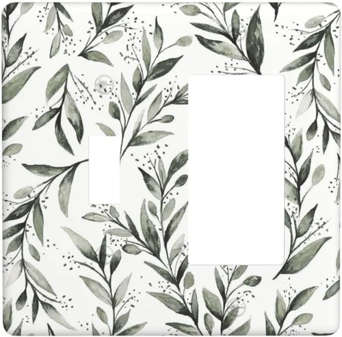 Vista 95 de Placa de Pared en Blanco de 1-Gang Sin Dispositivo Beige Lindo Vintage Boho de los 70s Hongo Fungus Planta Floral Botánica Libélula Interruptor