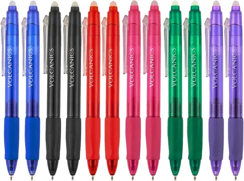 Vista 16 de Volcanics Retractable Erasable Gel Pens, Soft Black, 0.7mm, 12 Pack Negro