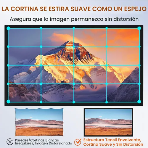 Vista 4 de VEVOR - Pantalla de proyector para exteriores de 110 pulgadas, pantalla de cine 16:9, marco fijo 3D para cine 4K HDTV
