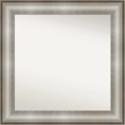 Vista 323 de Amanti Art Espejo de baño plateado para sobre el fregadero, 28 x 37 pulgadas, elegante espejo rectangular de peltre cepillado, marco de madera