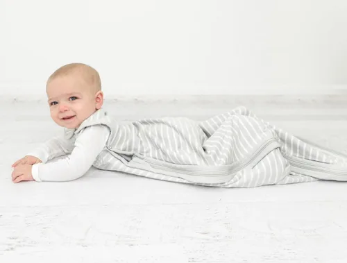 Vista 4 de Saco de dormir para bebé Woolino, todas las estaciones, lana de merino, de 2 meses a 2 años, Gris