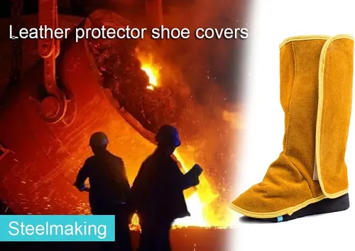 Vista 5 de Spats de soldadura de cuero,Cubiertas protectoras de zapatos de cuero,Cubiertas protectoras protectoras resistentes a la llama soldadas,Cubiertas