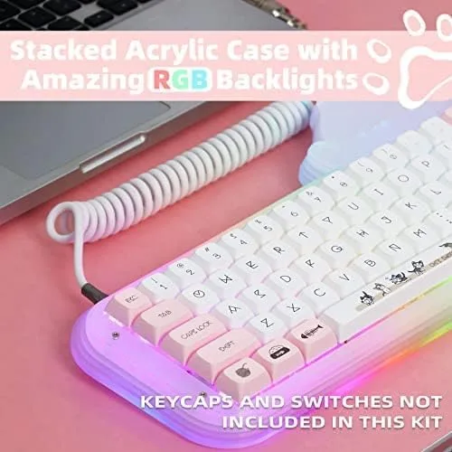 Vista 2 de EPOMAKER Mini Cat 64 60 intercambiable en caliente VIA programable RGB con cable kit de teclado mecánico para juegos DIY con estabilizadores