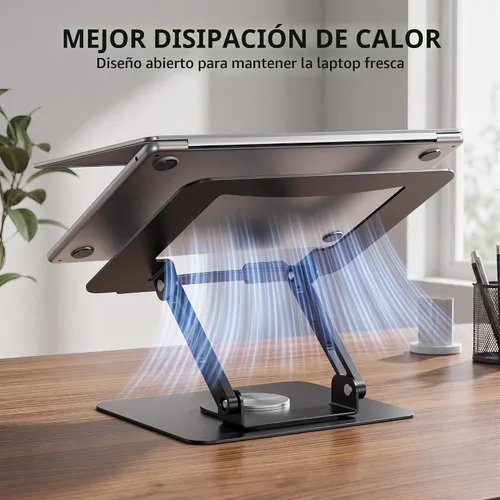 Vista 5 de SOUNDANCE Soporte giratorio 360 para laptop, elevador ajustable, 10-17 Negro