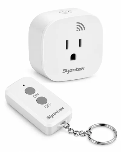 Vista 4 de Syantek Interruptor de luz inalámbrico con control remoto para electrodomésticos, interruptor de salida remoto de largo alcance de 200 pies, mini