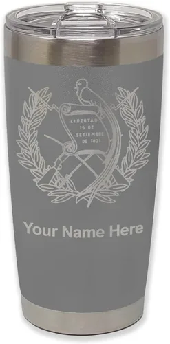 Vista 30 de LaserGram - Vaso personalizado de 20 onzas, bandera de Guatemala (negro) Regalo grabado, acero inoxidable aislado al vacío, grabado con láser