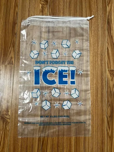 Vista 3 de Bolsas de hielo de plástico con cordón, 8 libras., Transparente