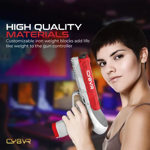 Vista 6 de CYBVR Weighted P-istol Grip Controller Attachment for Meta Quest 2, G-un Weight Feels Real, G-un Stock for OculusMeta Quest 2, VR Accessories for